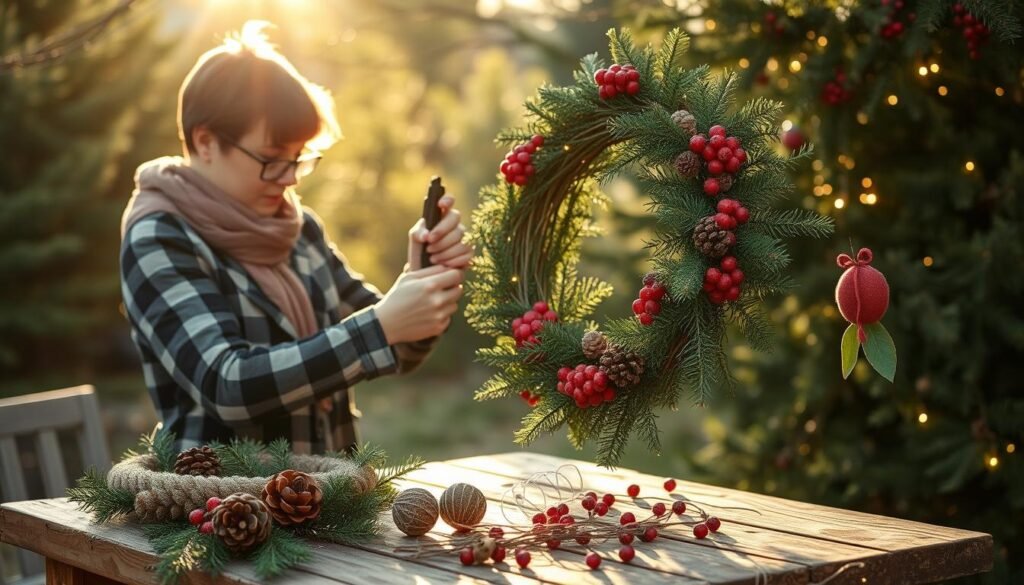 DIY Christmas wreath making