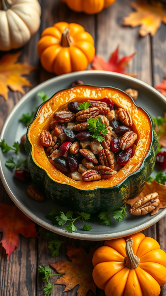 Savory Cranberry Stuffed Acorn Squash