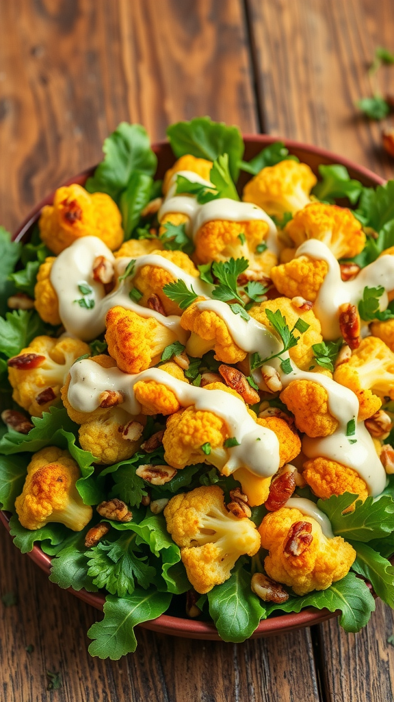 Zesty Roasted Cauliflower Salad with Creamy Tahini Dressing