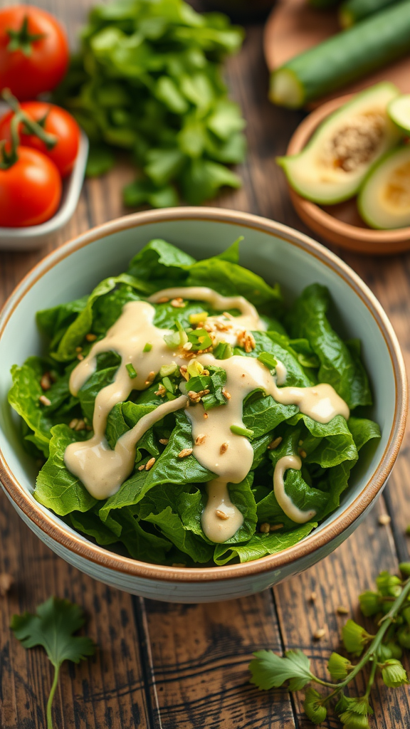 Japanese Komatsuna Salad with Miso Dressing