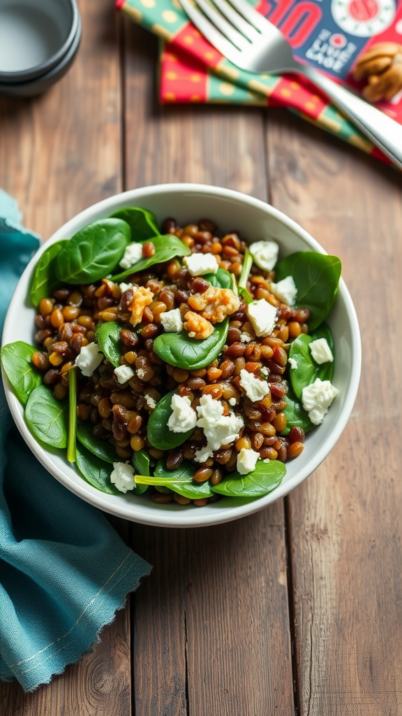 Hearty Warm Lentil and Spinach Salad Recipe