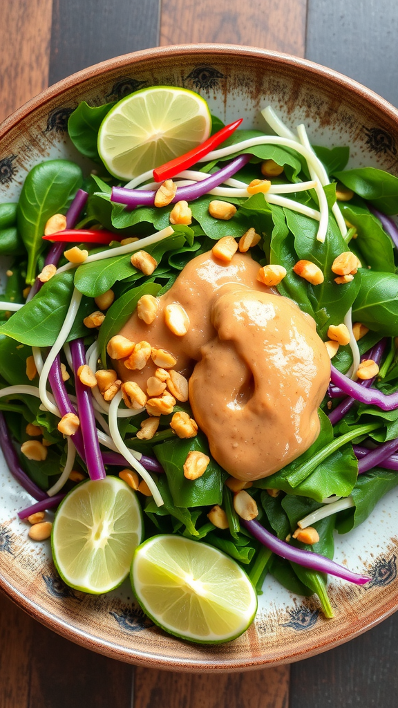 Traditional Indonesian Pecel Salad with Mixed Greens