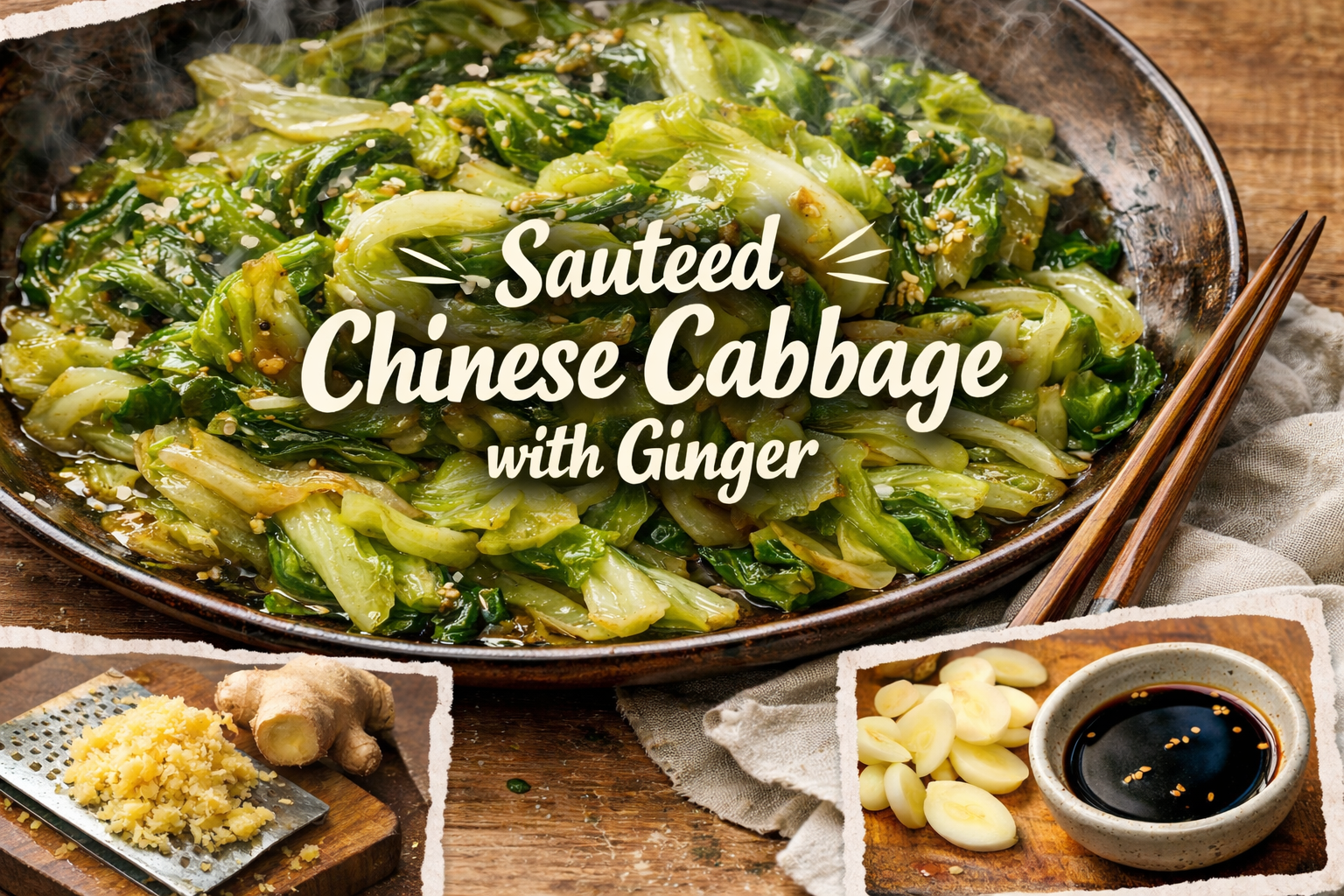 Saut&eacute;ed Chinese Cabbage with Ginger