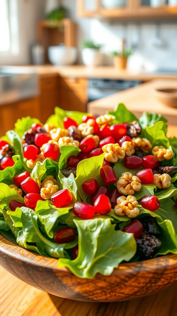 Refreshing Mixed Greens Salad with Pomegranate and Walnuts