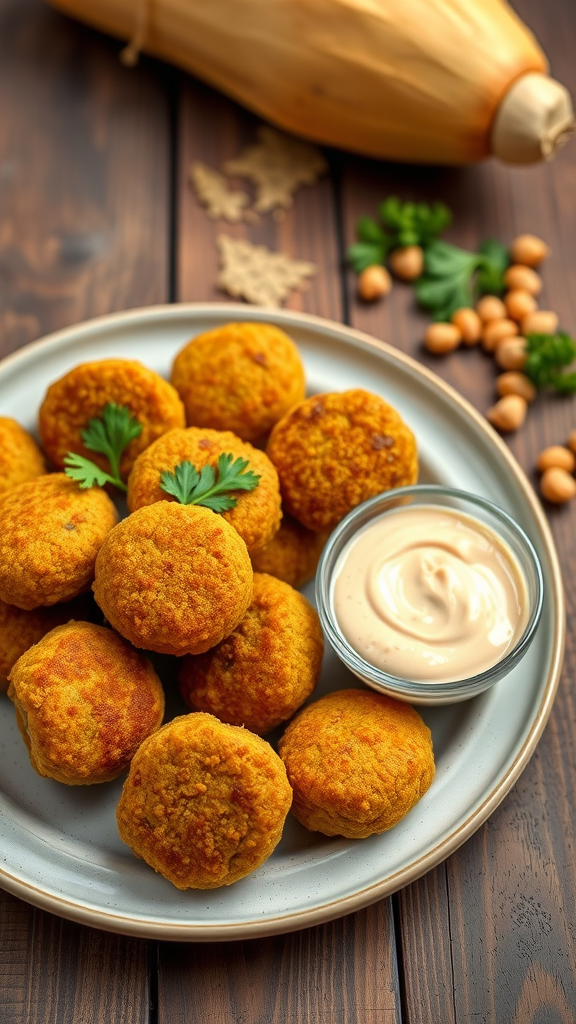 Crispy Rutabaga Falafel with Creamy Tahini Sauce