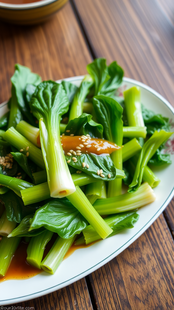 Cantonese Style Steamed Choy Sum with Oyster Sauce