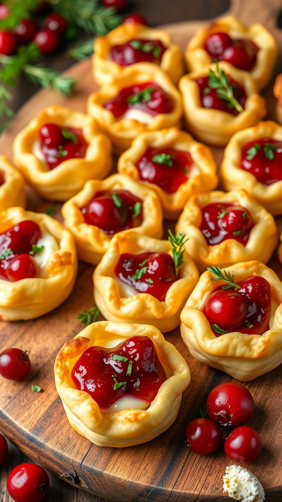 Cranberry and Brie Puff Pastry Bites