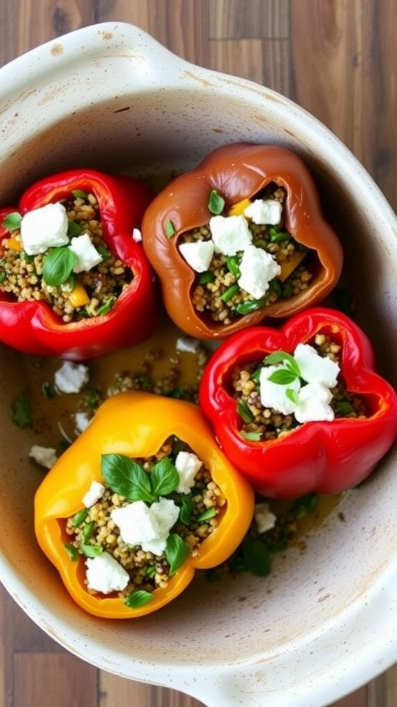 Savory Sorrel and Quinoa Stuffed Bell Peppers