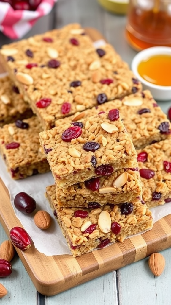 Nutty and Crunchy Cranberry Almond Granola Bars Recipe