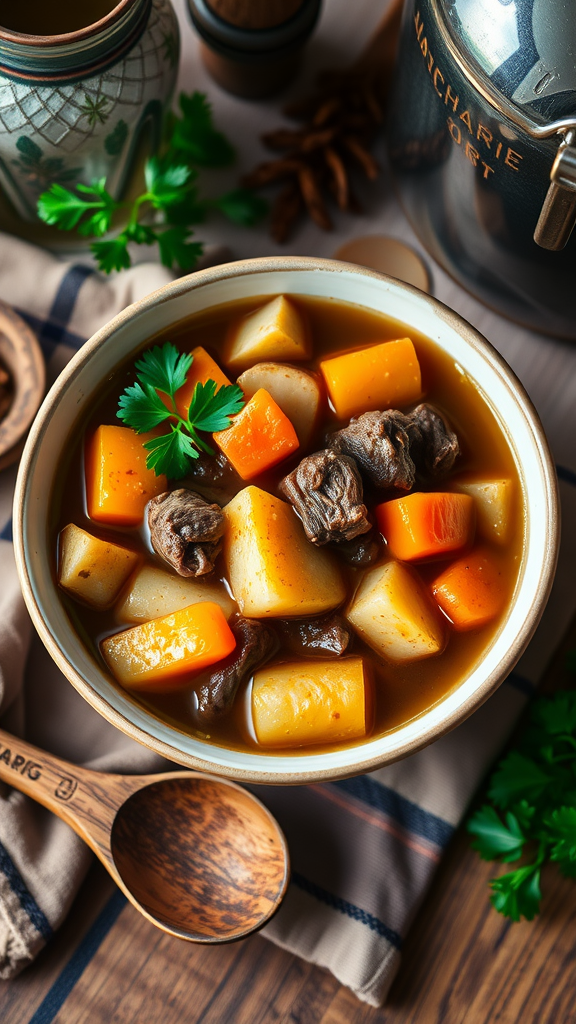 Hearty Rutabaga and Beef Stew with Root Vegetables