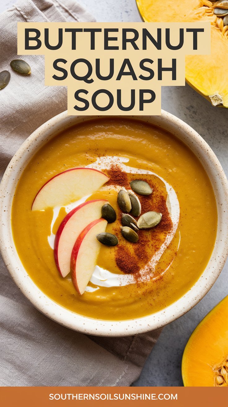 Butternut Squash Soup with Apple and Cinnamon