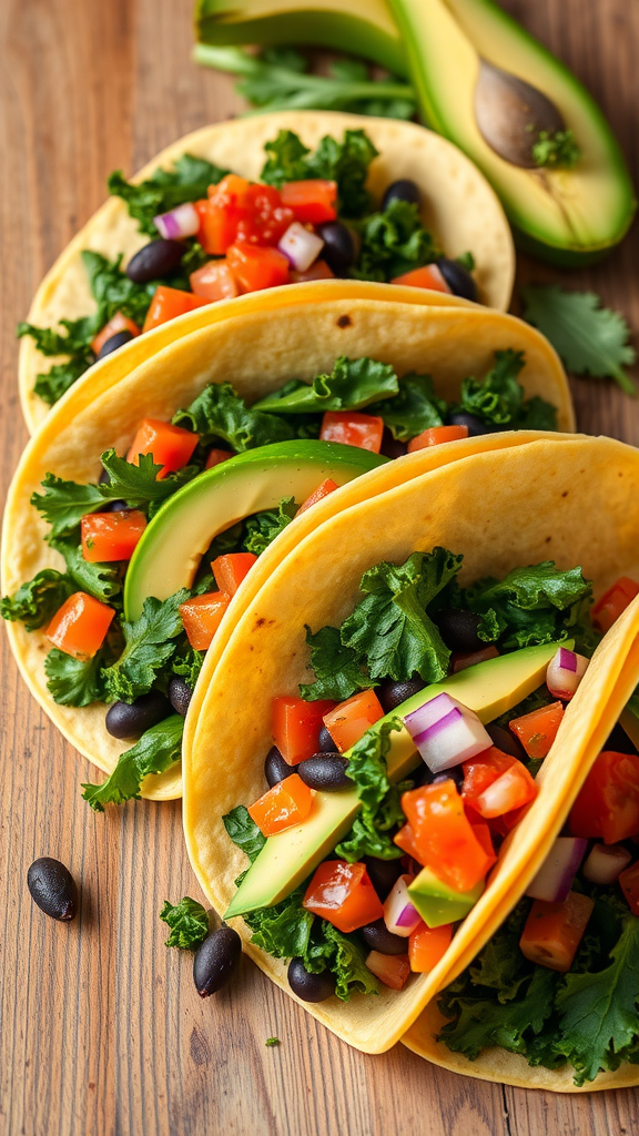 Vibrant Mexican Kale and Black Bean Tacos