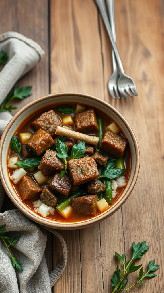 Hearty Mongolian Lamb and Mustard Greens Stew Recipe