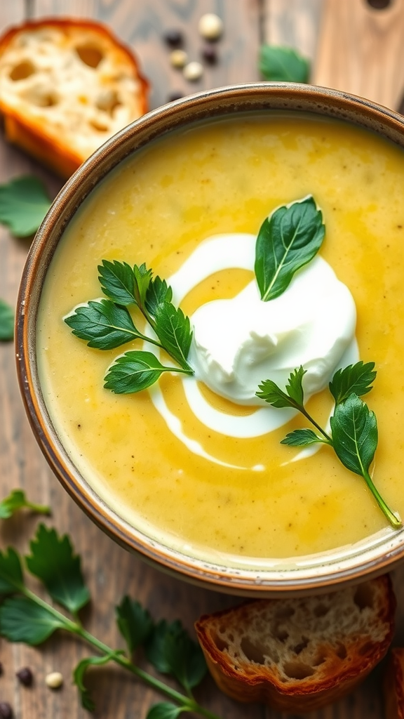 Creamy Sorrel Soup with Fresh Herbs