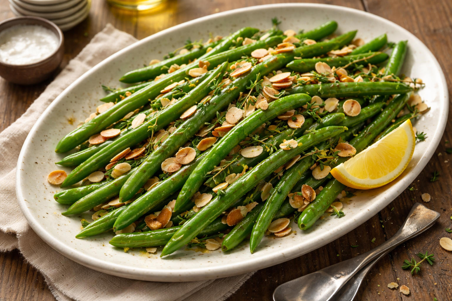 Zesty Green Bean Almondine with Lemon and Thyme