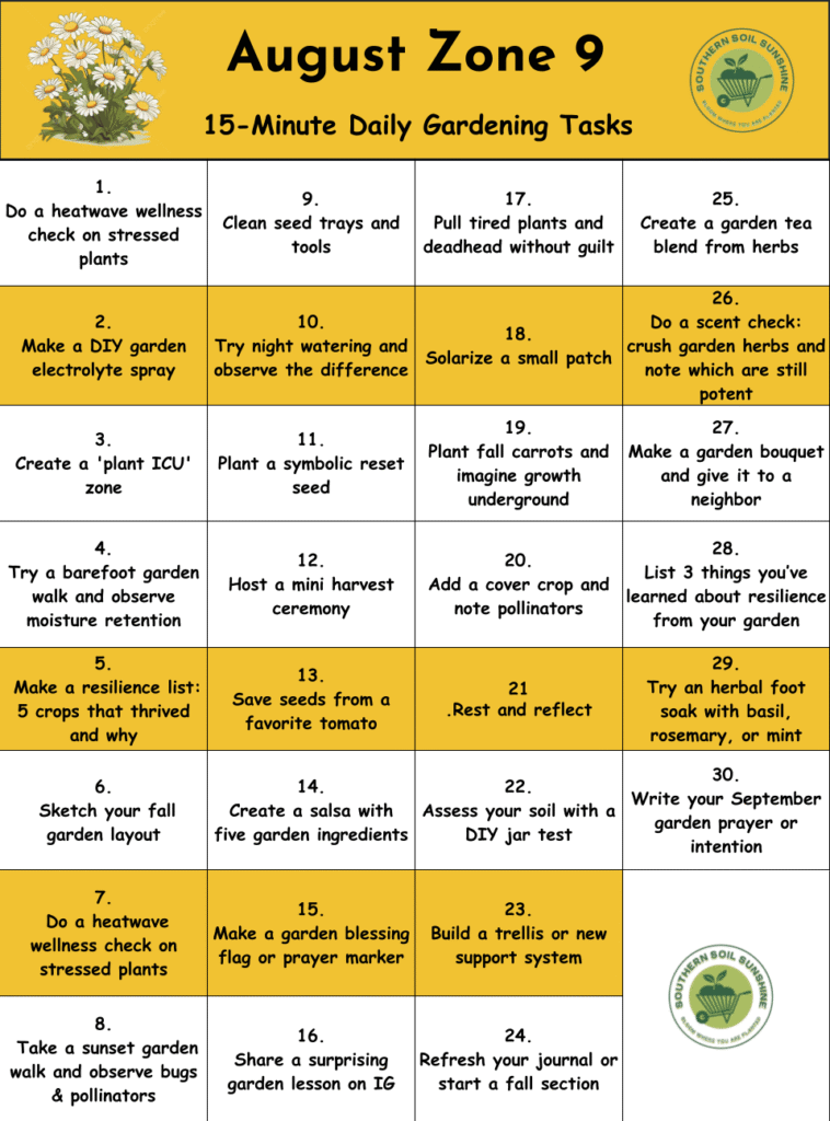 August Gardening Calendar for Zone 9