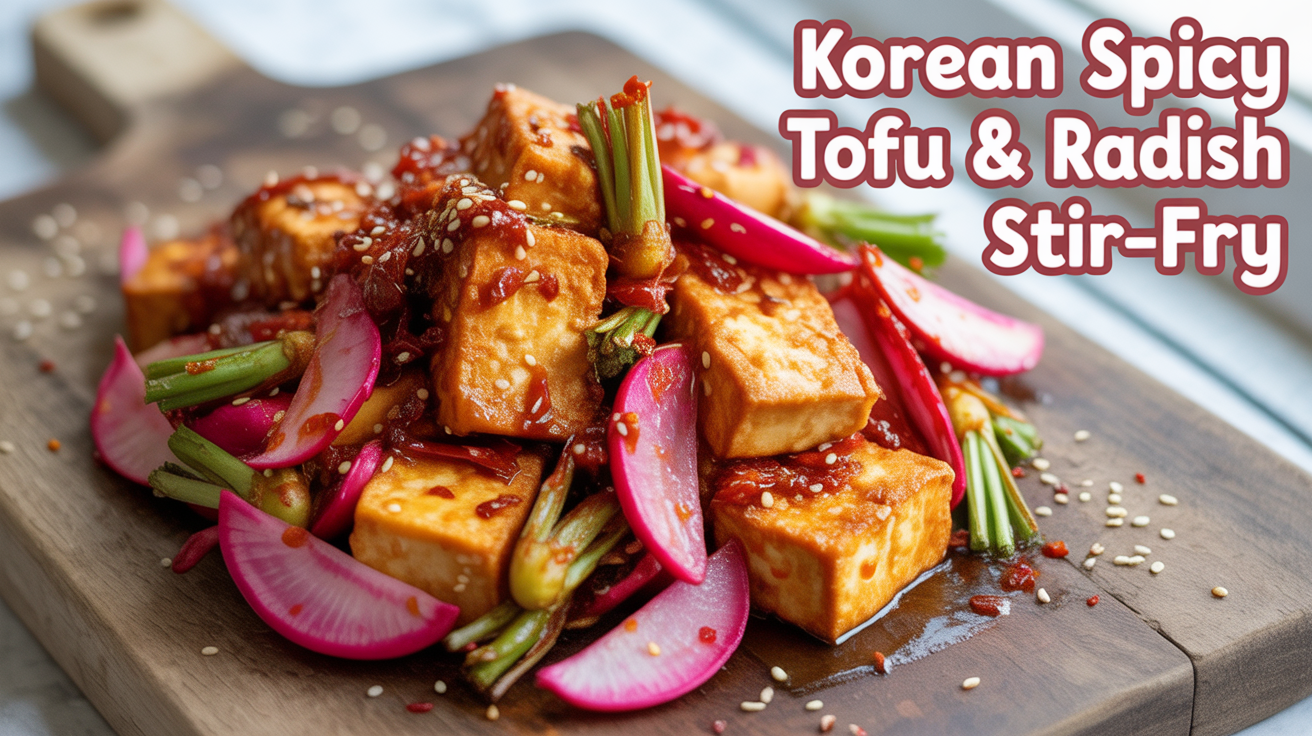 Korean spicy tofu and radish stir-fry