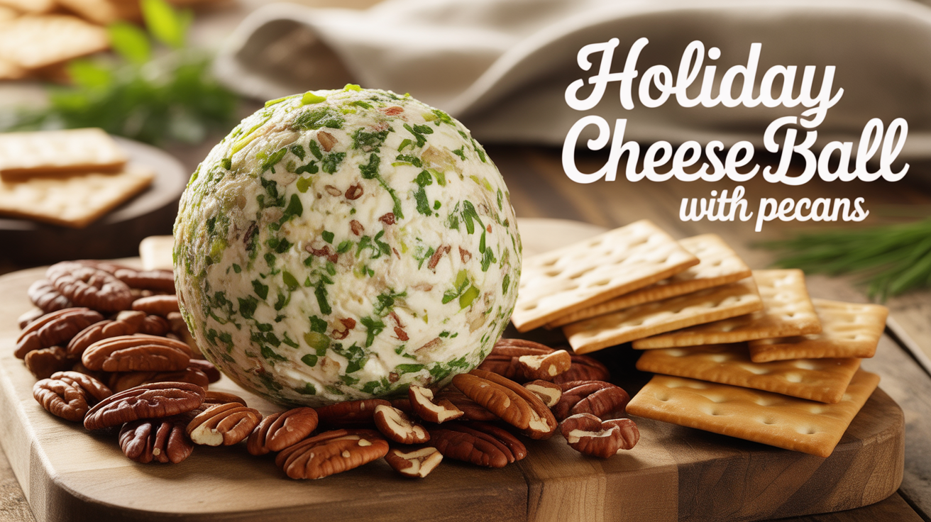 holiday herbed cheese ball with pecans