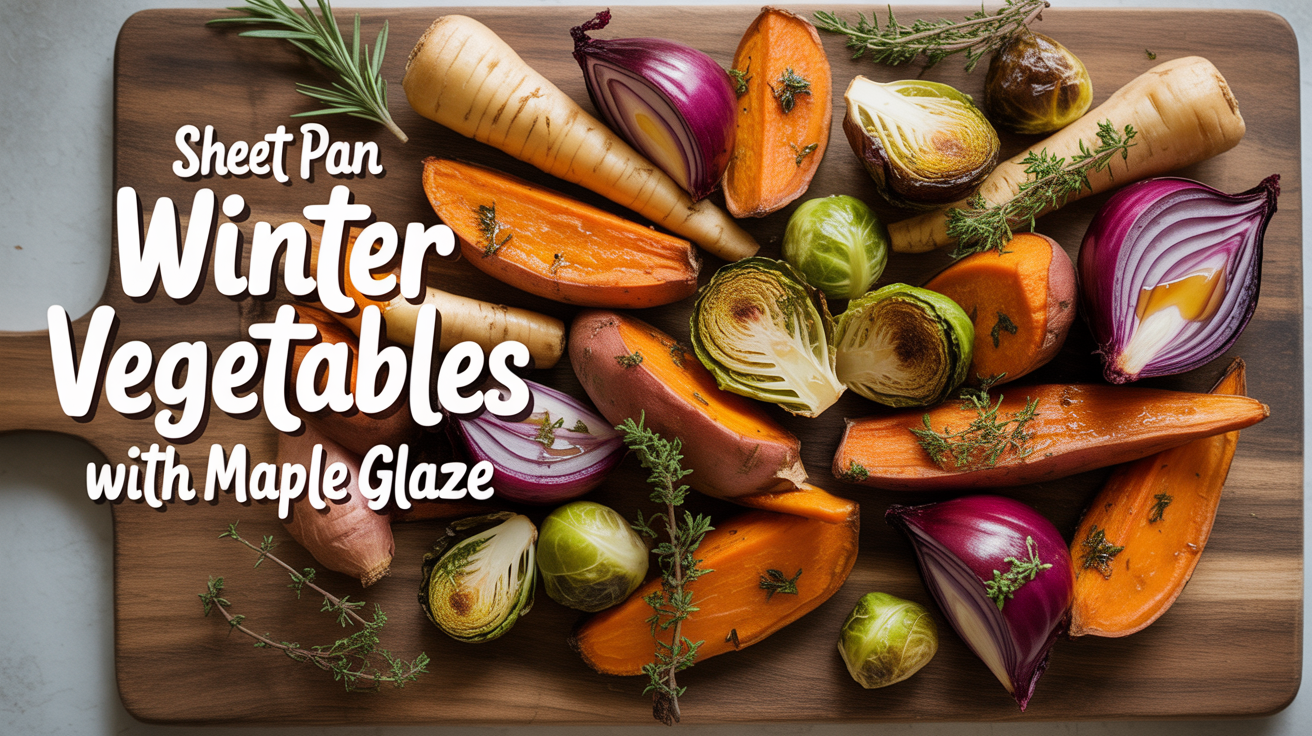 sheet pan winter vegetables with maple glaze