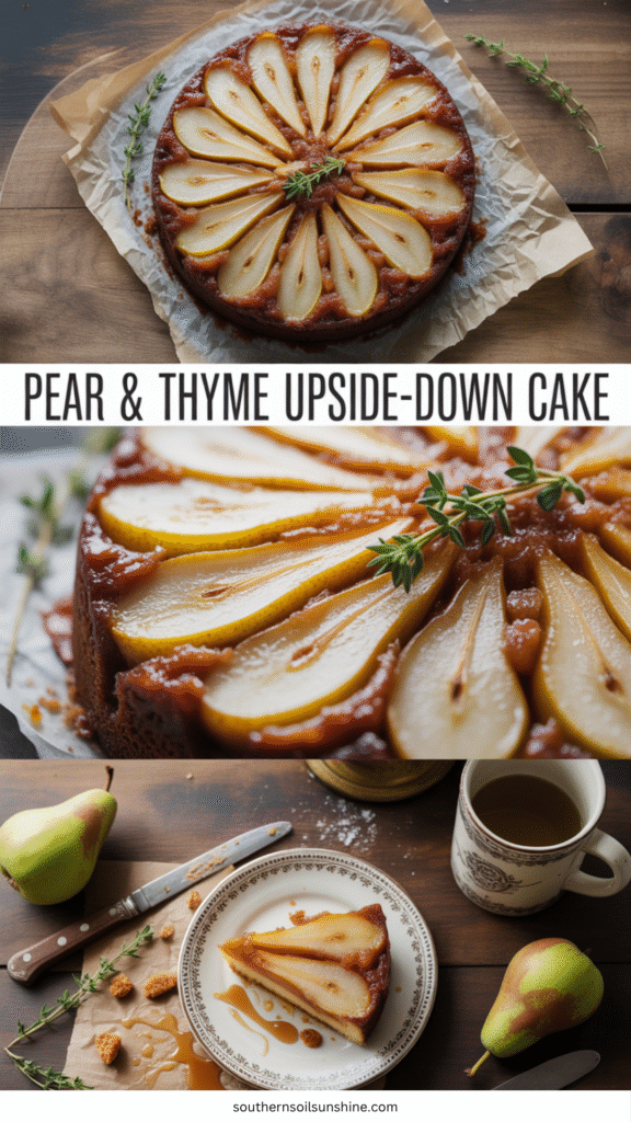 pear and thyme upside-down cake