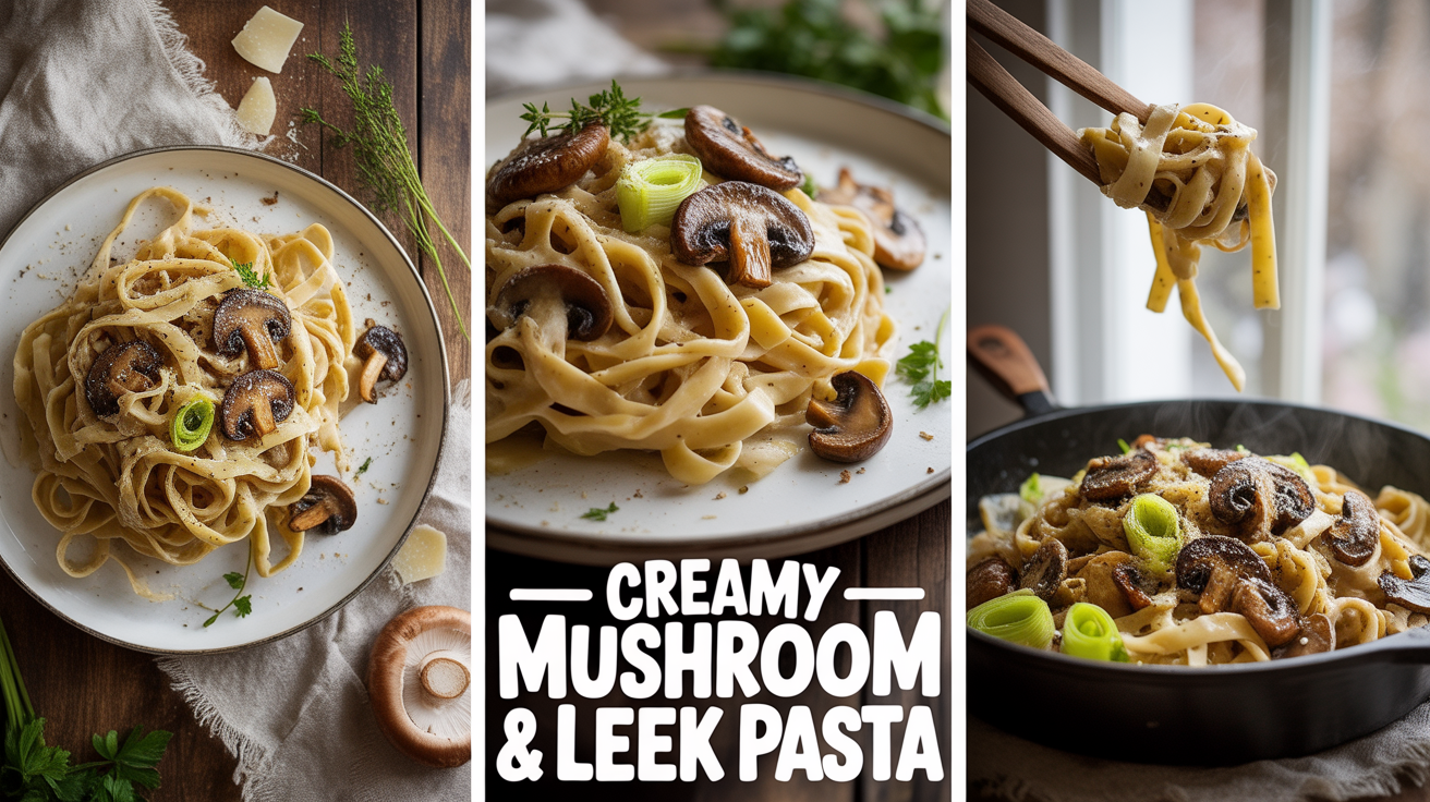 creamy mushroom and leek pasta