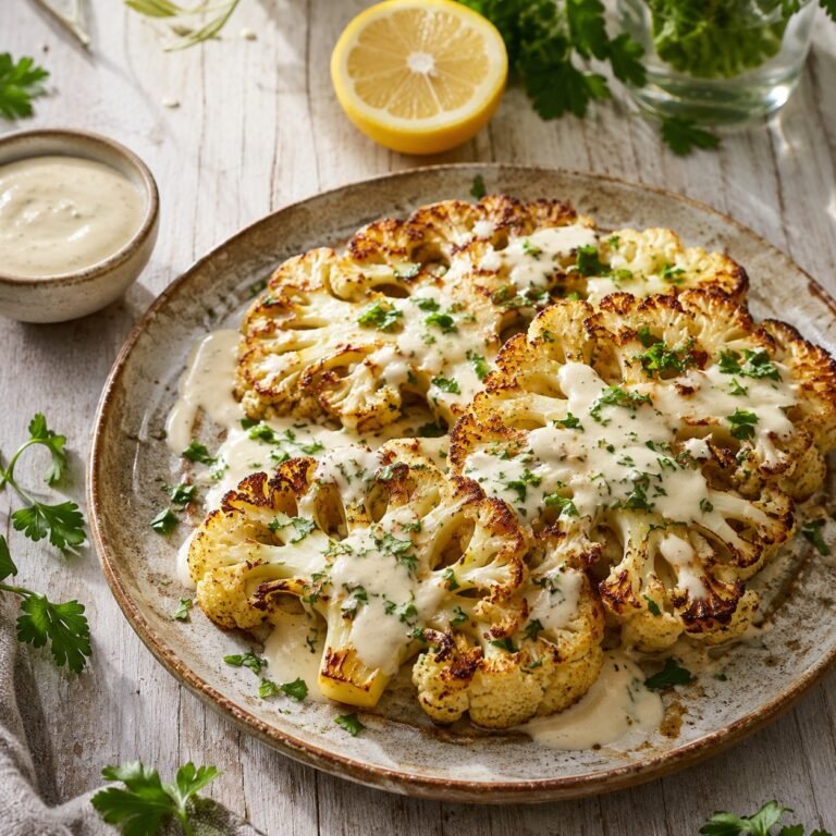 Roasted Cauliflower Steaks with Lemon Tahini