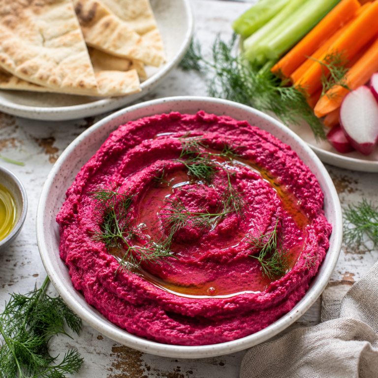 Roasted Beet Hummus with Dill