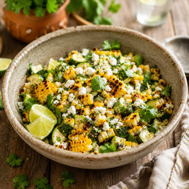 Grilled Corn and Zucchini Salad with Cotija